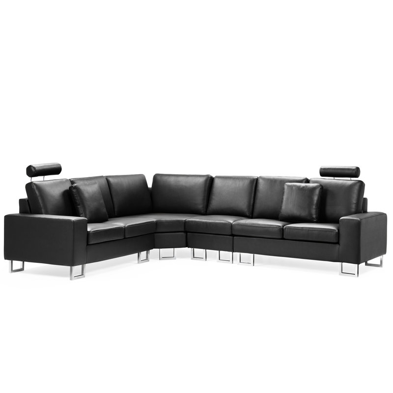 Alvah 5 Seater Large Corner Sofa, Black