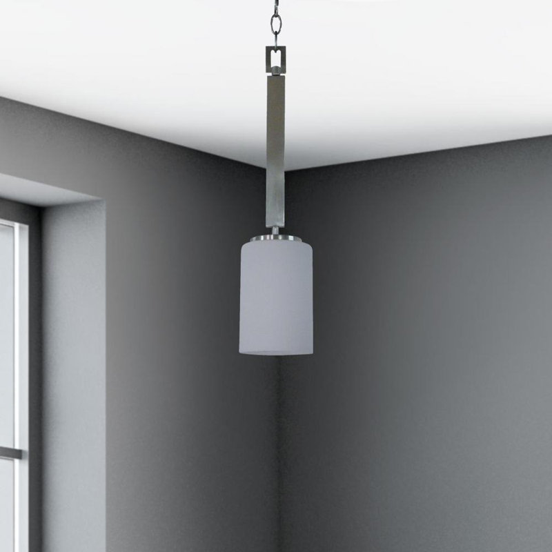 Luminaire suspendu cylindrique à 1 lumière Carmen, Acier satiné