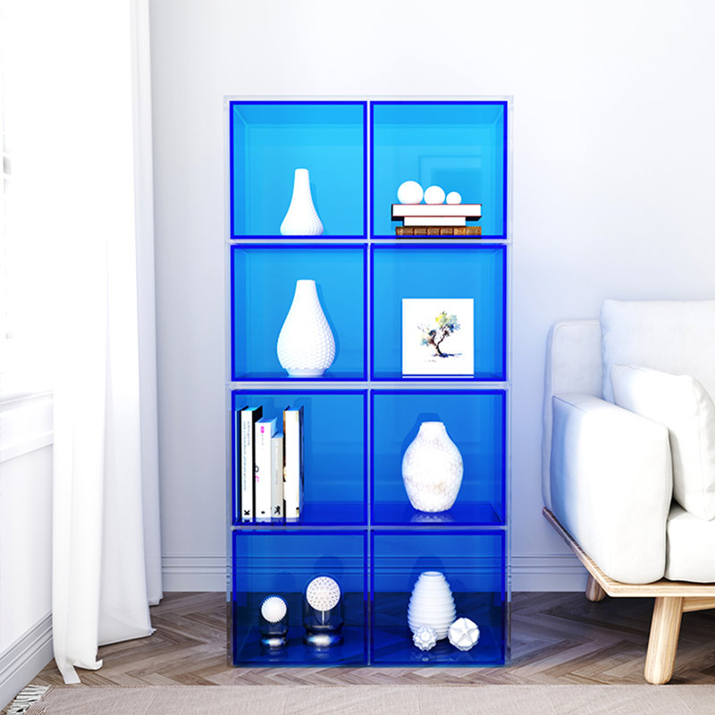 Bibliothèque de salon simple en acrylique, Bleu