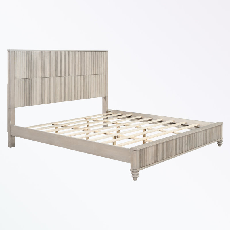 King Platform Bed Frame with Headboard, Walnut