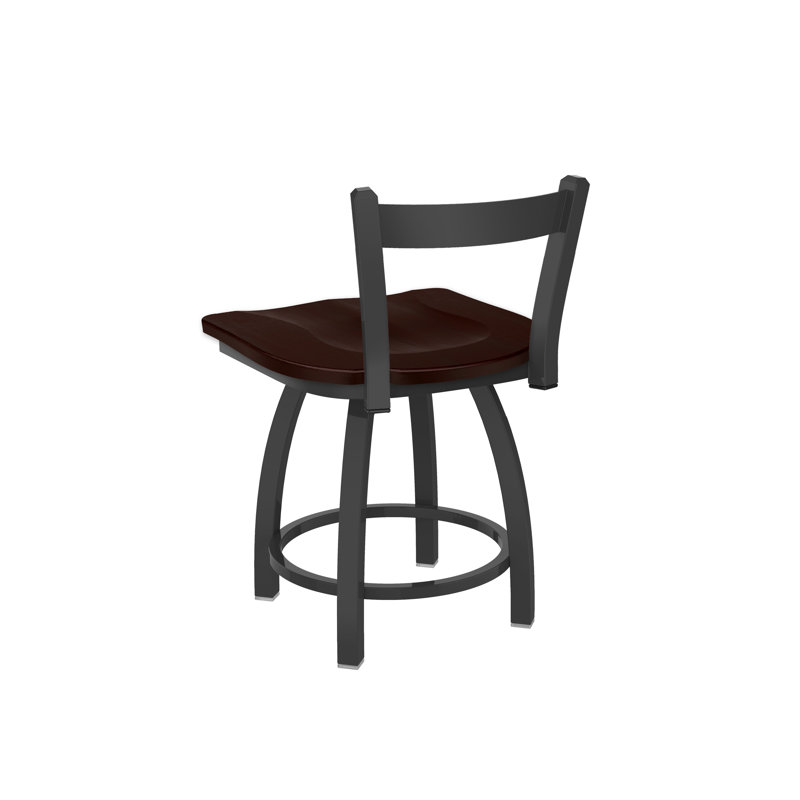 Tabouret de coiffeuse en métal Catalina, Bois - Érable cerisier foncé, Étain