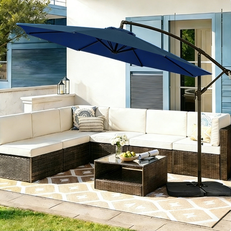 Leshea 120'' Cantilever Umbrella, Navy Blue