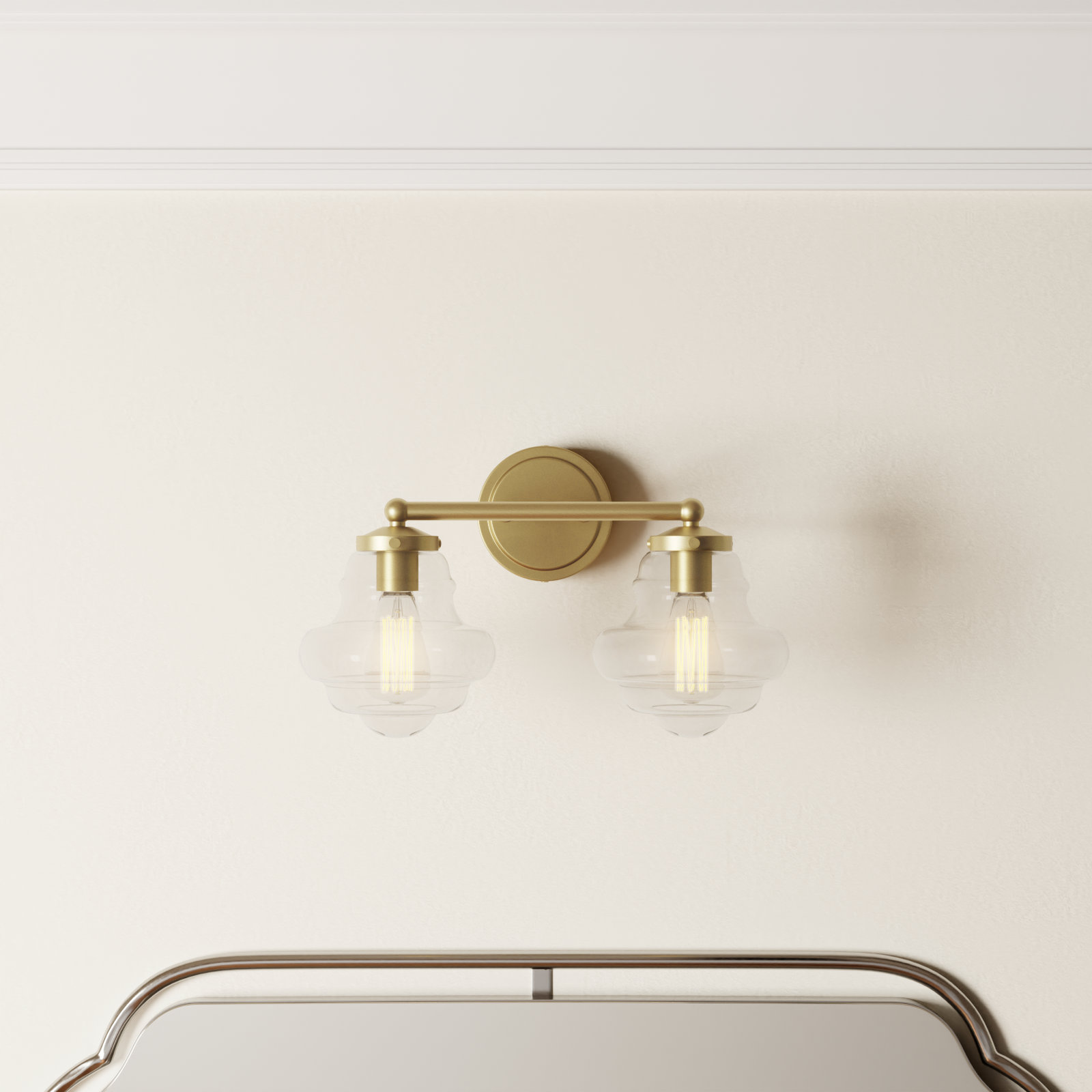 Marah 2 Light Transparent Dimmable Vanity Light, Natural Brass