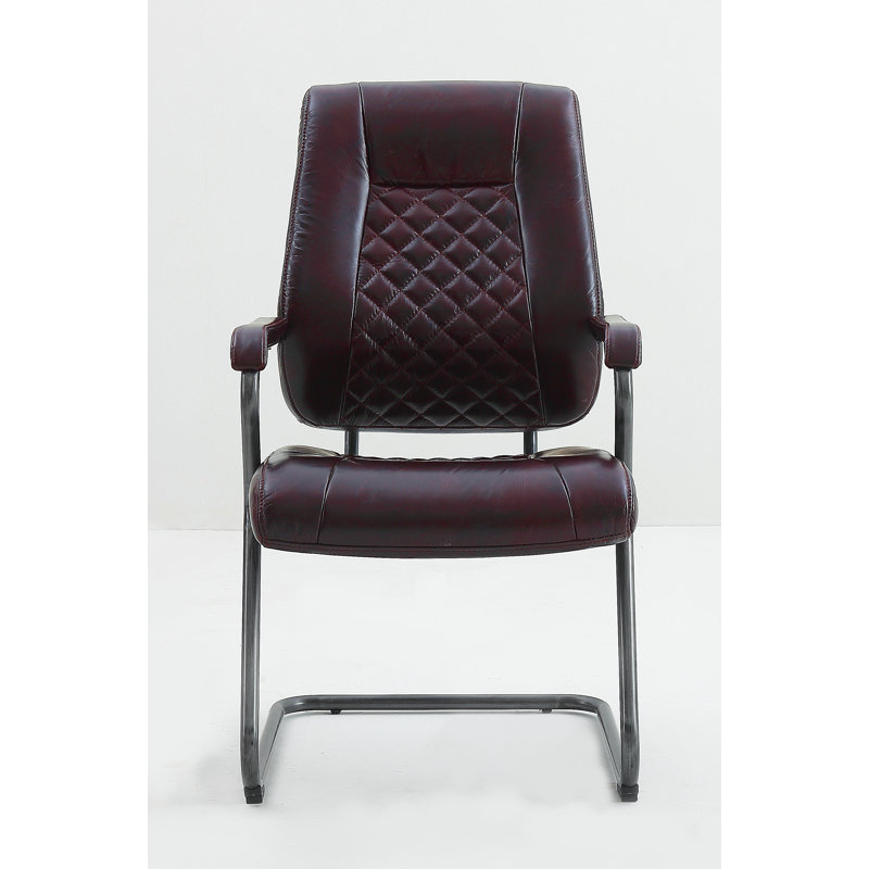 Chaise d’appoint en cuir véritable Rockett, Brun marocain, Noir