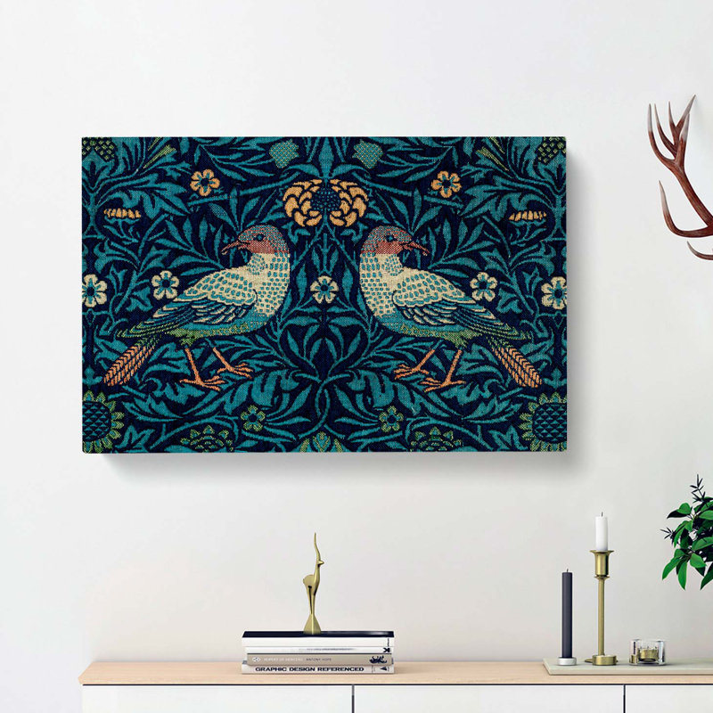 Flowers And Birds Pattern by William Morris - Wrapped Canvas Print, 35cm H x 50cm W x 3cm D