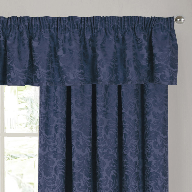 Aliska Floral Window Pelmet, 335cm Width x 41cm Drop, Navy