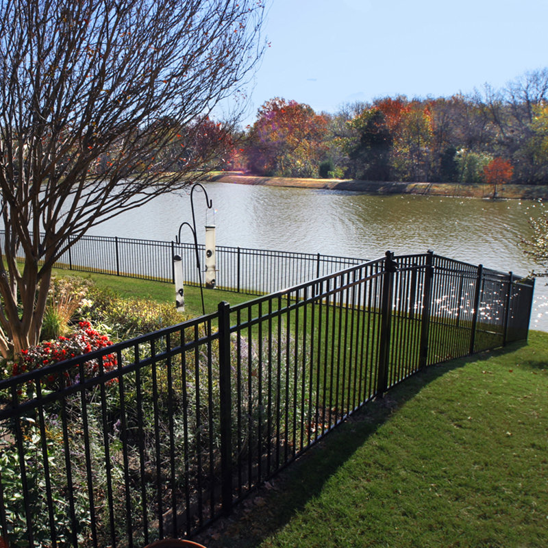 Versai 5-ft H x 8-ft W Gloss Black Steel Ornamental Fence Panel