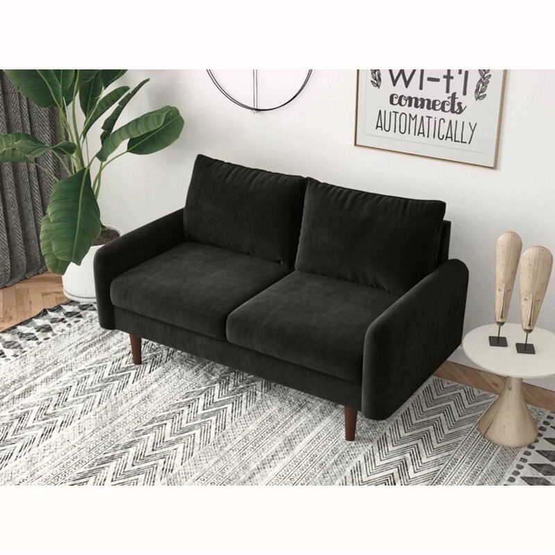 Morrone 57.8'' Velvet Loveseat, Black Velvet