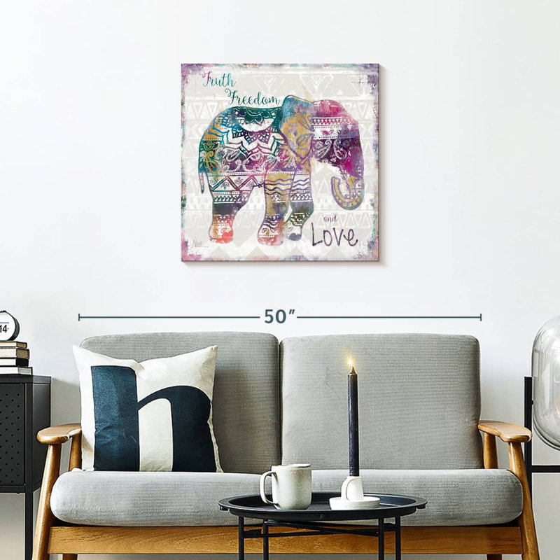 Brampt Boho Elephant Love, 24" H x 24" W
