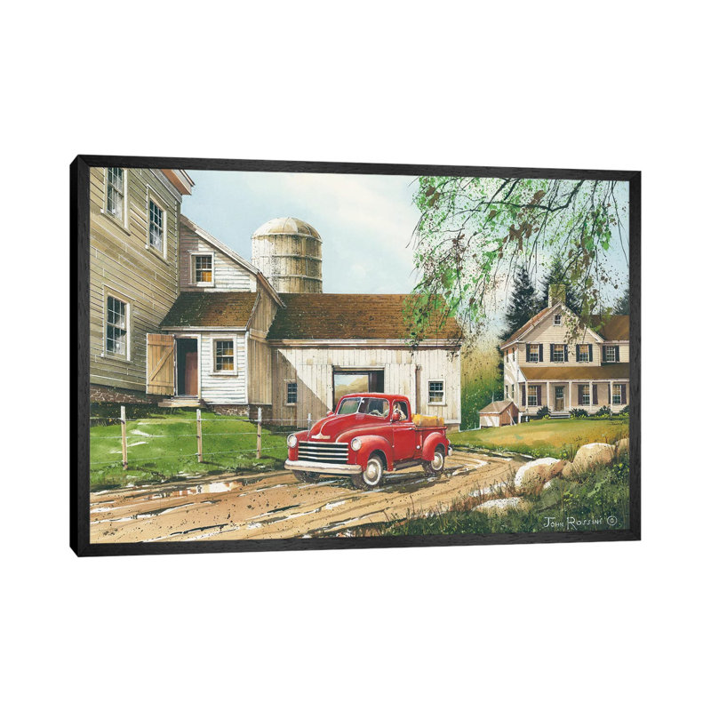 Rural Living by John Rossini - Painting on Canvas, 45.72cm H x 66.04cm W x 3.81cm D, Black Framed