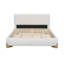 Lit tapissier luxueux avec structure en bois massif, lit plateforme moderne avec pieds et support à 12 lattes-355069125
