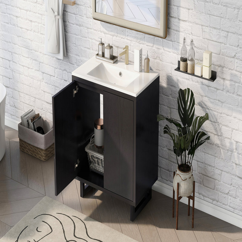 Ensemble de meuble-lavabo 30 po avec lavabo, armoire combinée, armoire de rangement pour salle de bain, structure en bois massif