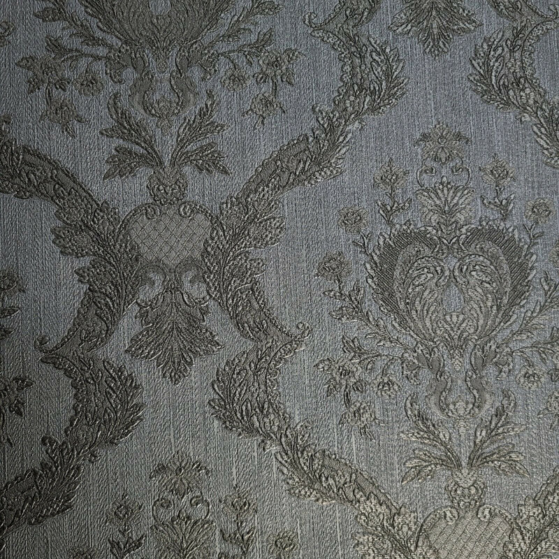 Papier peint damassé victorienne texturé métallique