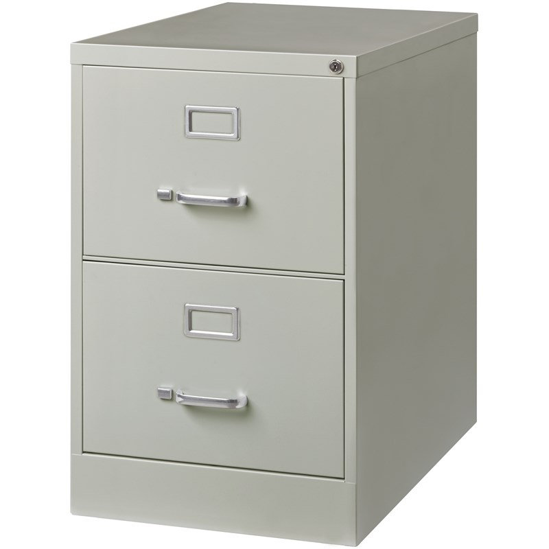  Classeur vertical en métal gris clair 2 tiroirs pré-assemblé