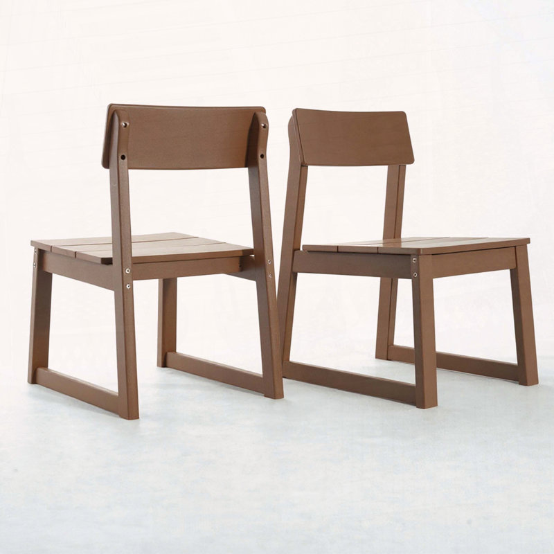 2-Pack Armless Outdoor Chairs: Durable HDPE from Recycled Plastic with Customizable Colours, Brown