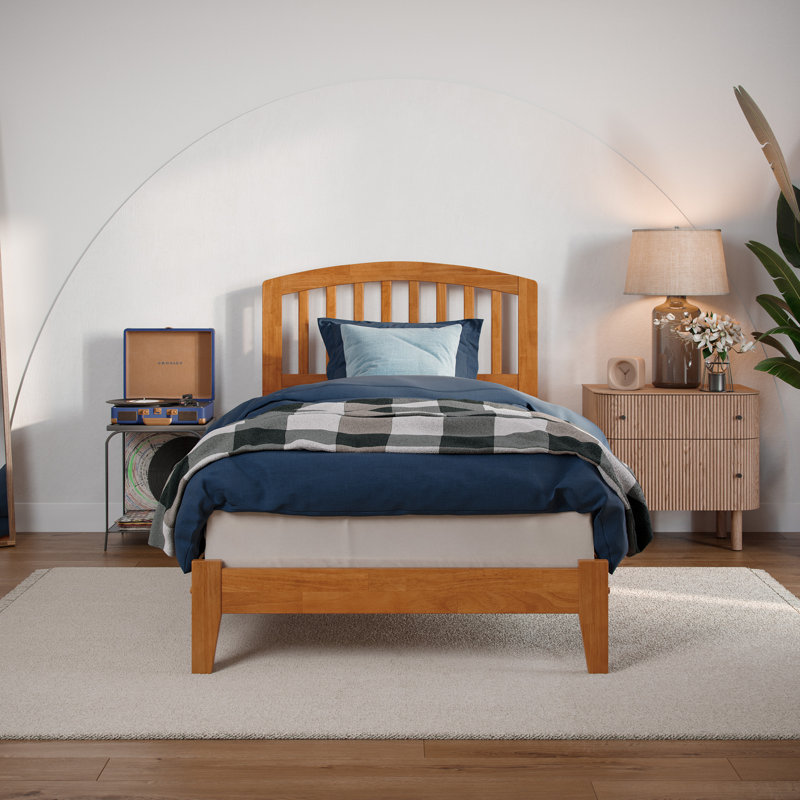 Teja Richmond Low Profile Solid Wood Platform Bed, Light Toffee, Extra-Long Twin