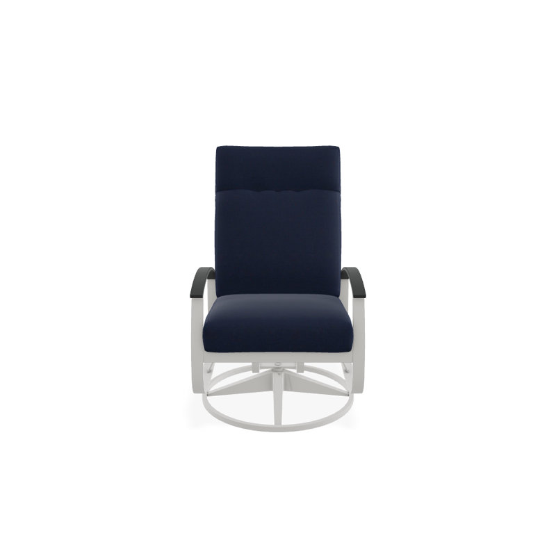 Chaise berçante pivotante réglable avec coussins Askar, Mélange indigo, Graphite classique P30, Neige texturée