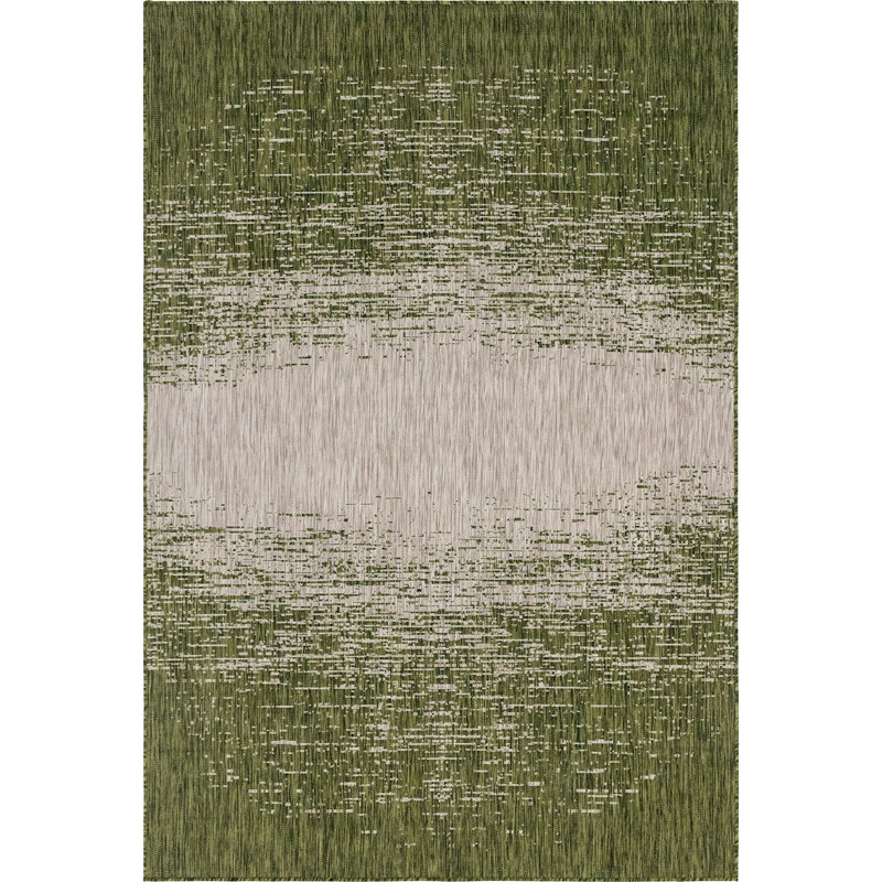 Outdoor Iris Area Rug Forest Color, Rectangle 4' x 6'