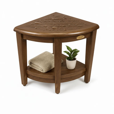 DecoTeak SnazzyCorner, Corner Shower Stool, Teak Shower Bench, Teak Bench Shower, Teak Shower Stool for Inside Shower, Bathroom Bench, Shower Stool for Shaving Legs, in Woodland Brown