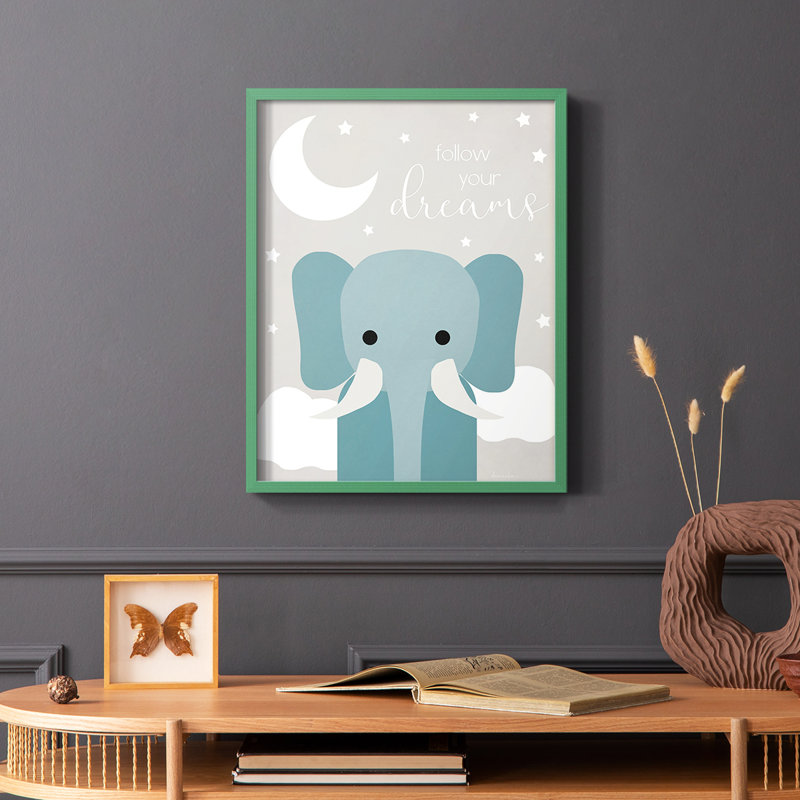 Dreams Elephant, reproduction encadrée - bois massif, Noir, H 14 po x l 11 po