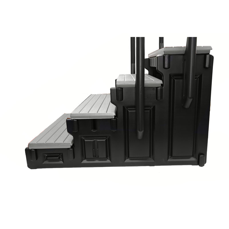 Black Polyethylene 4-Step Spa Ladder with Handrails