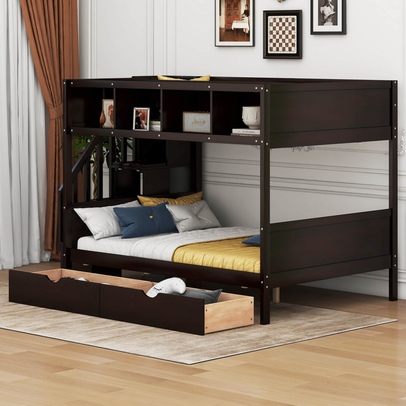 Lit superposé simple au dessus d'un lit double Imbi Kids, Espresso