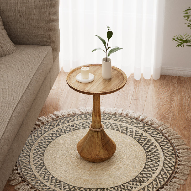 Rustic Pedestal Round End Table
