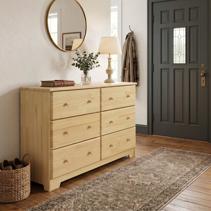 Commode 6 tiroirs Genelia, Naturel