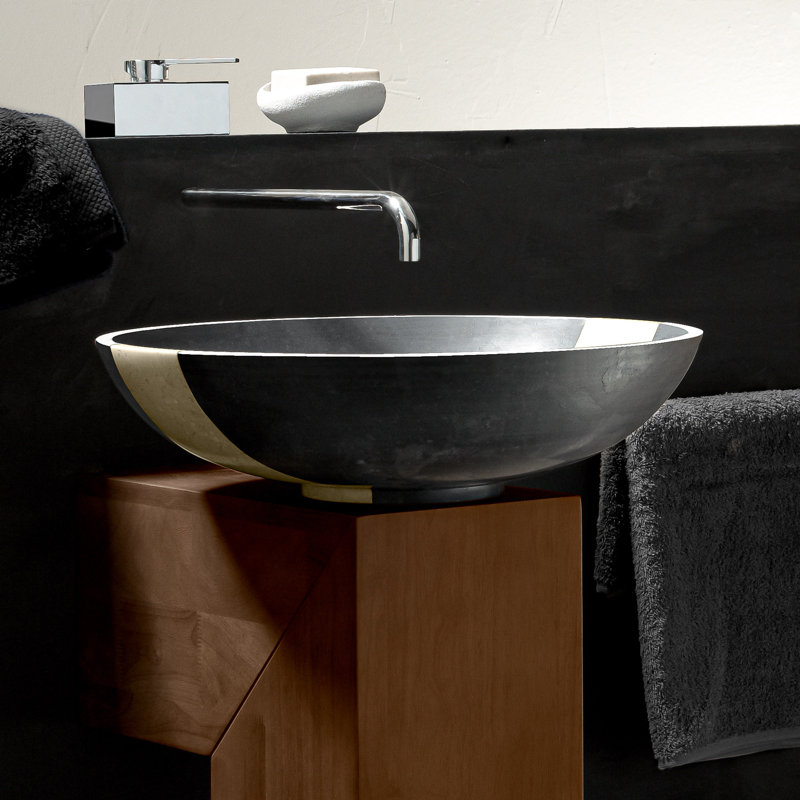 Maestro Bath Copalto 18'' Stone Circular Bathroom Sink, Black