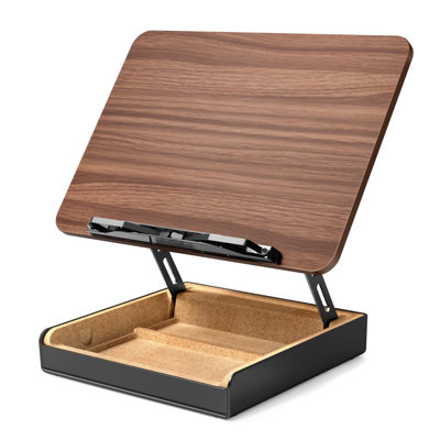 Versatile Wooden Book Stand with Storage, Adjustable for Home & Kitchen