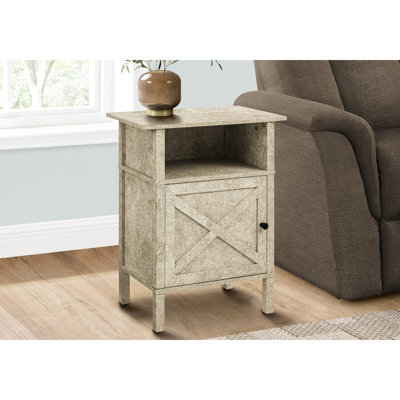 Table d'appoint en stratifié crème de style transitionnel, idéale pour les petits salons et les espaces de rangement