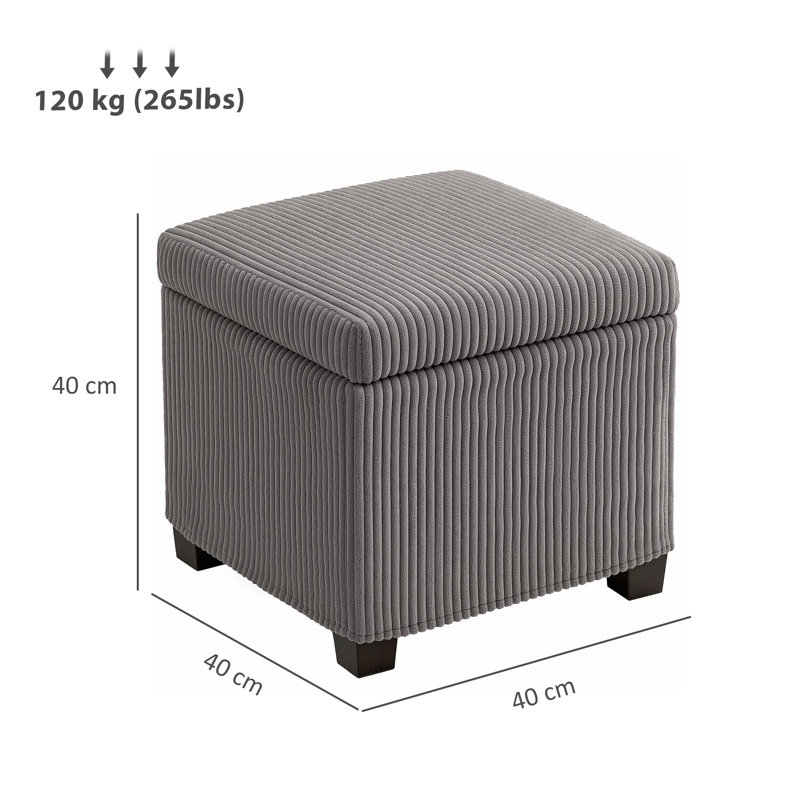 40cm Wide Cube Ottoman, Grey