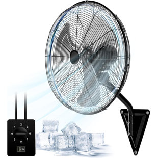 20" Wall Mount Fan 7000 CFM High Velocity Wall Industrial Fan 120° Oscillating Fans 3-Speed for Household, Commercial Use - ETL Listed, Black