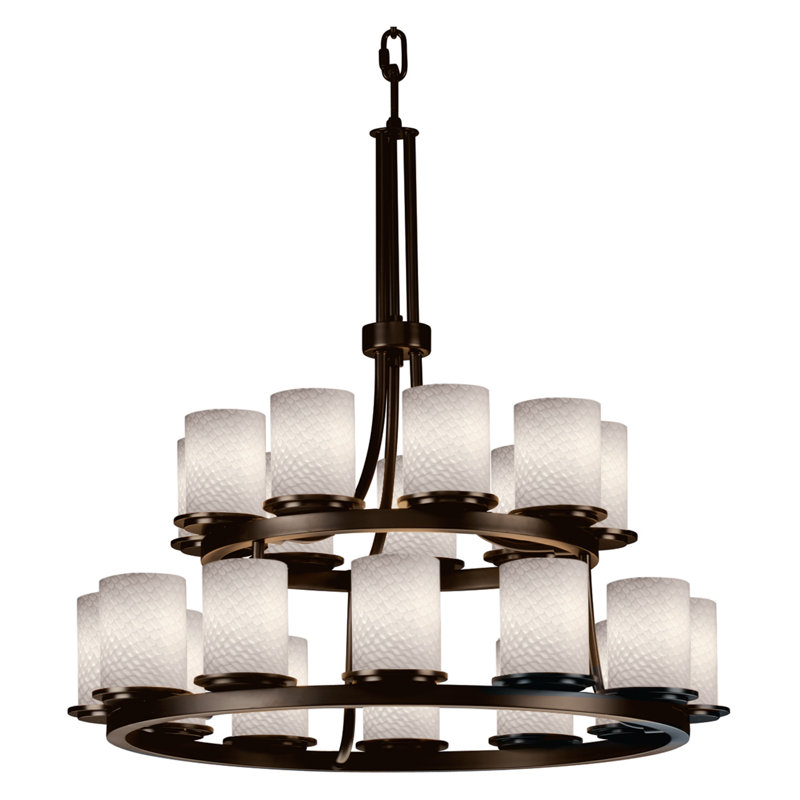 21 - Light Dimmable Wagon Wheel Chandelier, Almond, Dark Bronze