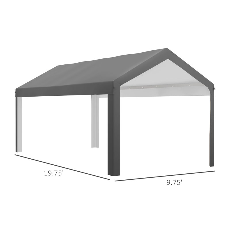 Housse de protection pour auvent 10 pièces x 10 pi 1 pièce Abri de garage en polyéthylène gris foncé résistant aux rayons UV et à l'eau avec cordons élastiques