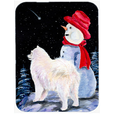 East Urban Home Samoyed and Snowman Glass Cutting Board