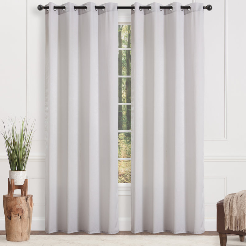 Elrosa Semi Sheer Grommet Single Curtain Panel, 52" W x 84" L, Silver