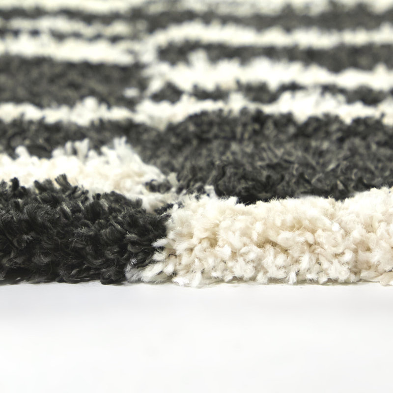 Keil Charcoal Checkered Shag Area Rug, Rectangle 5'3" x 7'