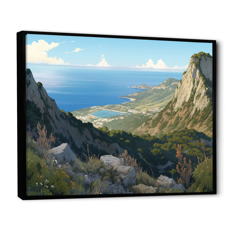 «Rocky Coastal Tones» sur toile, Cadre flottant noir, H 12 po x l 20 po x P 1 po
