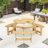 Outdoor 6 Person Picnic Table, 6 Person Round Picnic Table With 3 Built-In Benches, Umbrella Hole, Outside Table And Bench Set For Garden, Backyard, Porch, Patio-2019637605