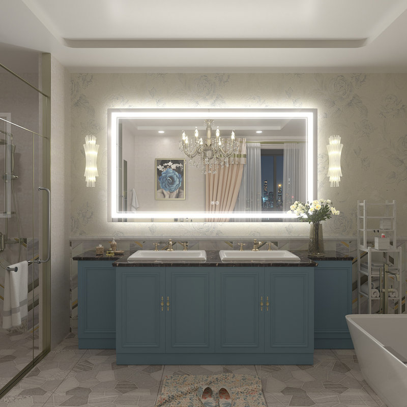 Miroir de salle de bain / de meuble-lavabo à DEL en verre trempé anti-buée certifié UL - Basics by Wayfair ™, 55 po x 30 po