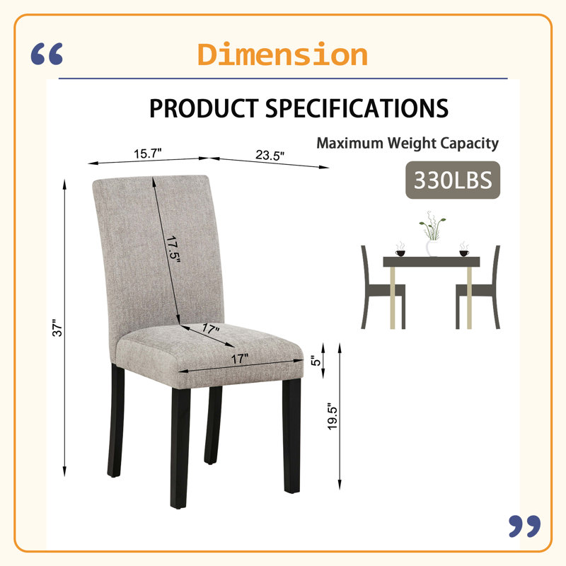 Chaises de salle à manger seulement, ensemble de 4 chaises de salle à manger en bois, chaise de cuisine avec siège rembourré, chaise d'appoint rembourrée pour salle à manger
