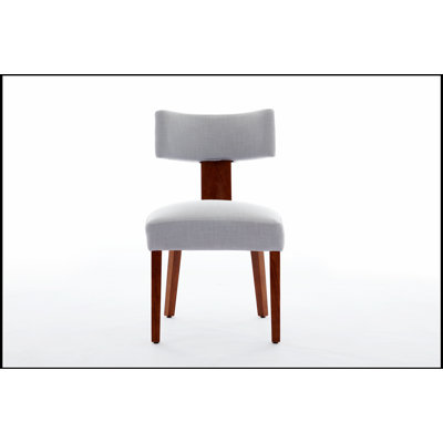 Ensemble de 2 chaises de salle à manger sans accoudoirs modernes avec dossier incurvé, revêtement en tissu de lin et pieds en bois massif pour plus de confort et de style