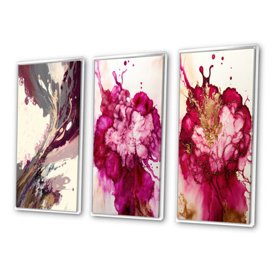«Celebration In Raspberry Blush», 3 pièces sur toile