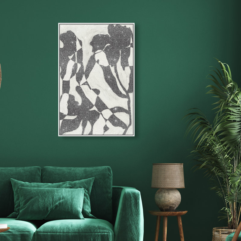 Floral Contrast Print by Oliver Gal, 55"H x 37"W, White Floater Frame