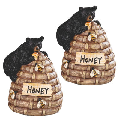 "2-PC Set" ICE ARMOR 6"H Bear on Bee Hive Figurine Statue Sculpture Ornament Decoration Home/Room Decor and Perfect Gift Ideas for Housewarming, Holidays and Birthdays Great Collectible Addition