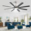 Grand ventilateur de plafond de 66 pouces avec lumière à DEL à intensité variable et 8 pales en ABS avec moteur à courant continu réversible et intelligent pour le salon