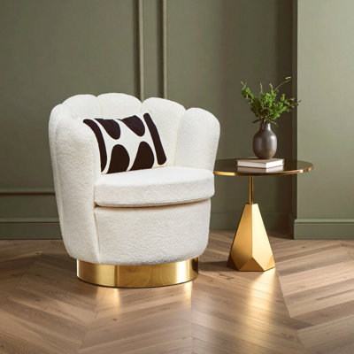 Upholstered Boucle Swivel Club Chair