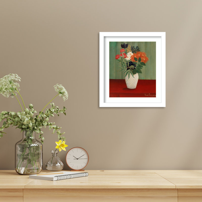 "Bouquet de fleurs" par Henri Rousseau, Blanc, H 13 po x l 12 po x P 1 po