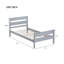 Lit simple avec tête et pied de lit, lit en bois d'hévéa, gris